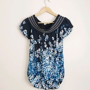 NWT Fifteen Twenty Floral Blue Off Shoulder Top